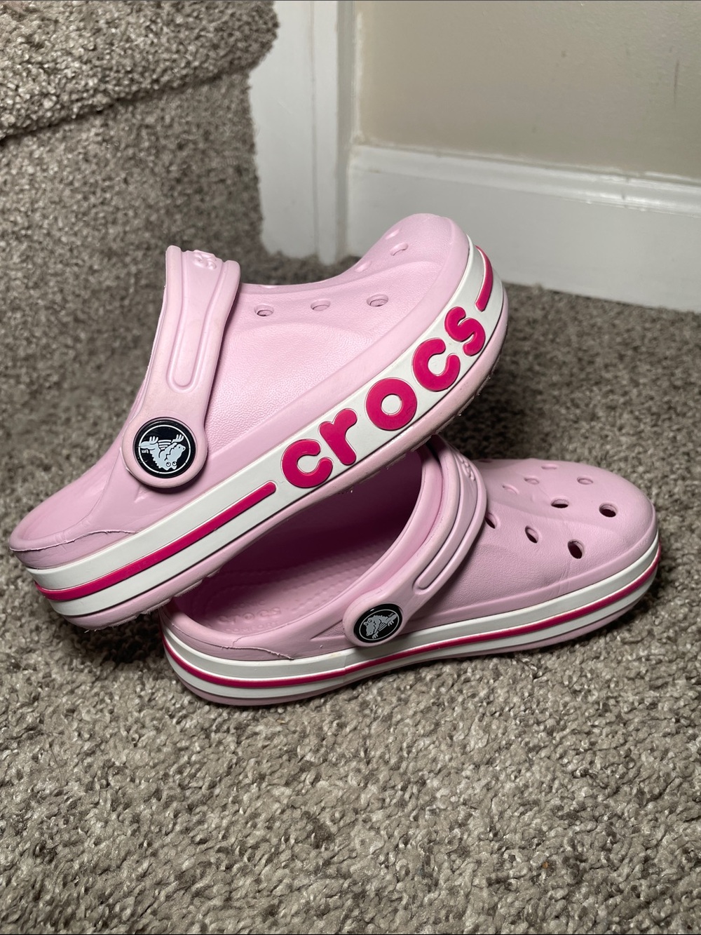 CROCS Kids' Light Pink Clog with Pink Trim BAYABAND STYLE - 10c - Picture 8 of 9